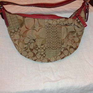 COACH Authentic Signature Hobo Mini/Shoulder Bag- -Brown and Red